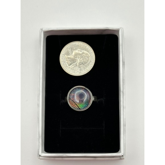 Aurora Opal‎ Encapsulated Leaf Sterling Silver Handmade Ring Size 9.25 - Picture 11 of 11